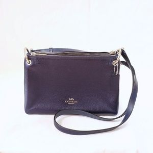 COACH Metallic Blue F80333 Crossbody Double Zipper Bag